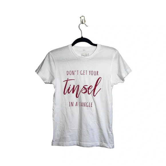 Maurices Christmas Graphic Tee White & Red Tinsel In Tangle Small Women’s - Picture 2 of 11